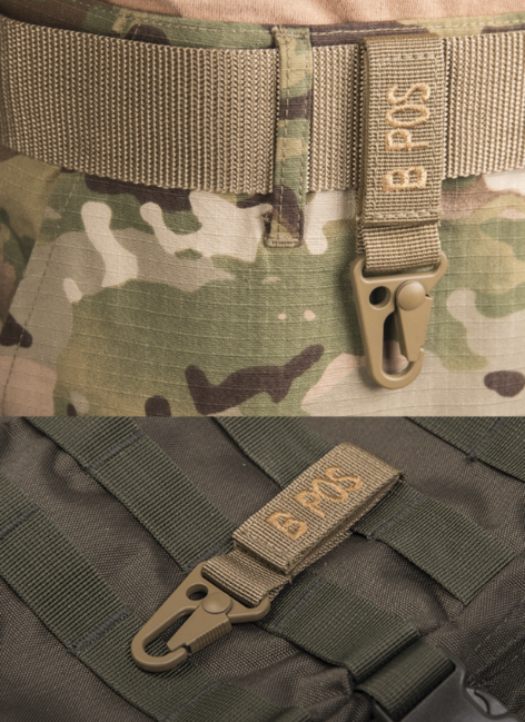 WARAGOD Blood Type B+ Positive Carabiner, Coyote