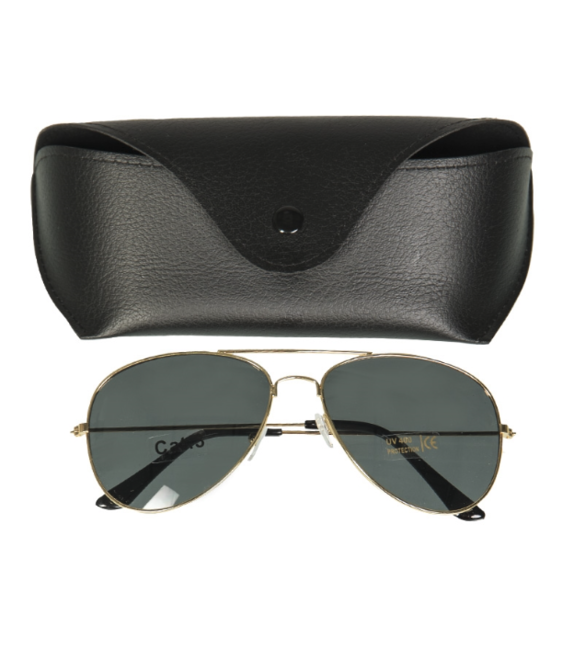Mil-Tec US Pilot Sunglasses, Gold-Plated with Case
