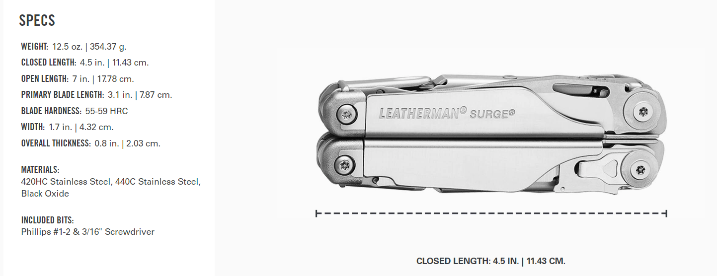 Leatherman SURGE πολυεργαλείο, Μαύρο