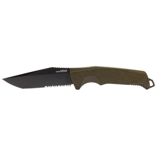 SOG Trident FX Fixed Blade Knife, OD Green, Partially Serrated