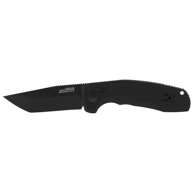 SOG TAC AU Automatic Knife, Black, Tanto, Straight Edge