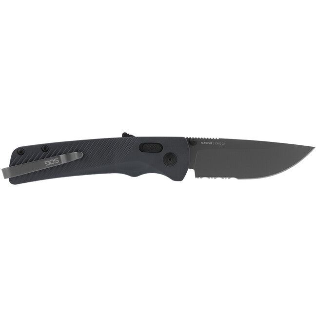SOG Flash AT Folding Knife, Urban Grey, Partially Serrated