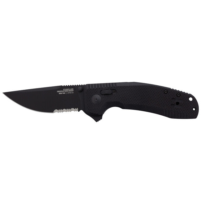 SOG TAC XR Folding Knife Blackout Partially Serrated