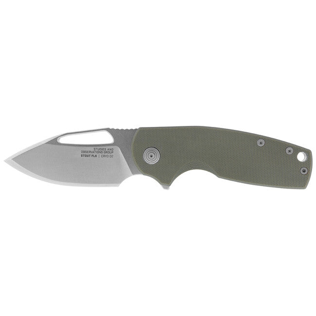 SOG Stout FLK Folding Knife, Olive Drab Green and Stonewash