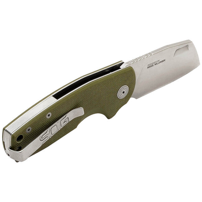 SOG STOUT SJ Folding Knife Cleaver, OD Green
