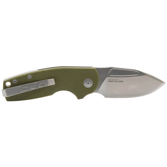 SOG Stout SJ Folding Knife, Clip Point, Olive Drab