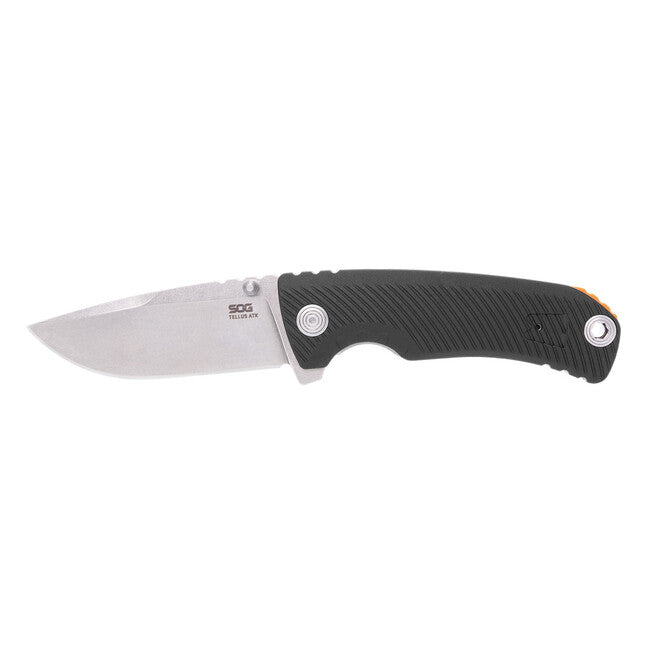 SOG TELLUS ATK Folding Knife, Black and Blaze Orange