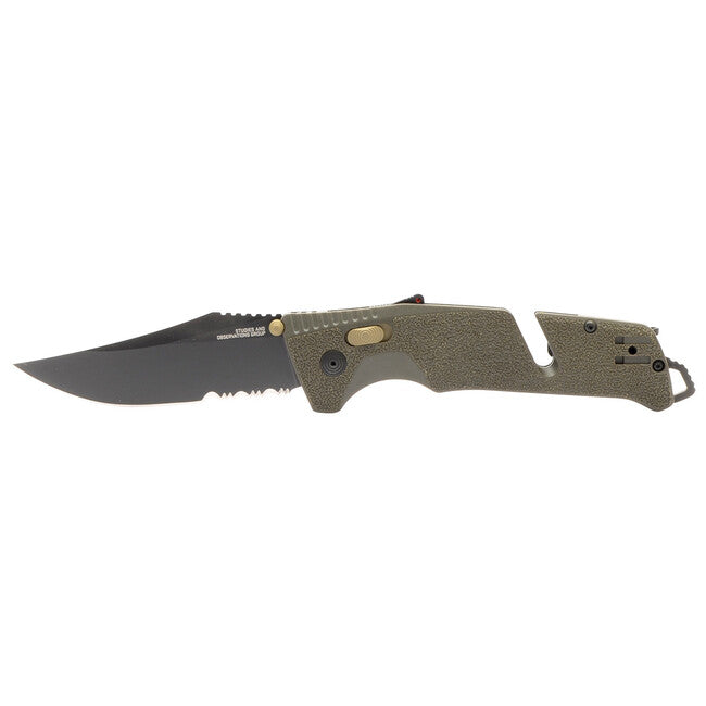 SOG Trident AT Folding Knife, Olive Drab, Partially Serrated