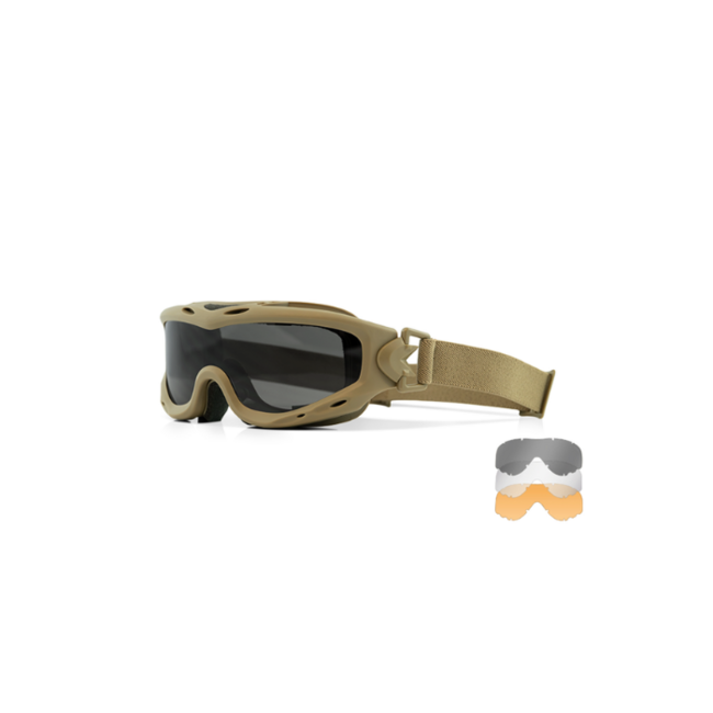 Wiley X Spear Tactical Glasses, Smoke and Clear Lenses, Matte Tan Frame
