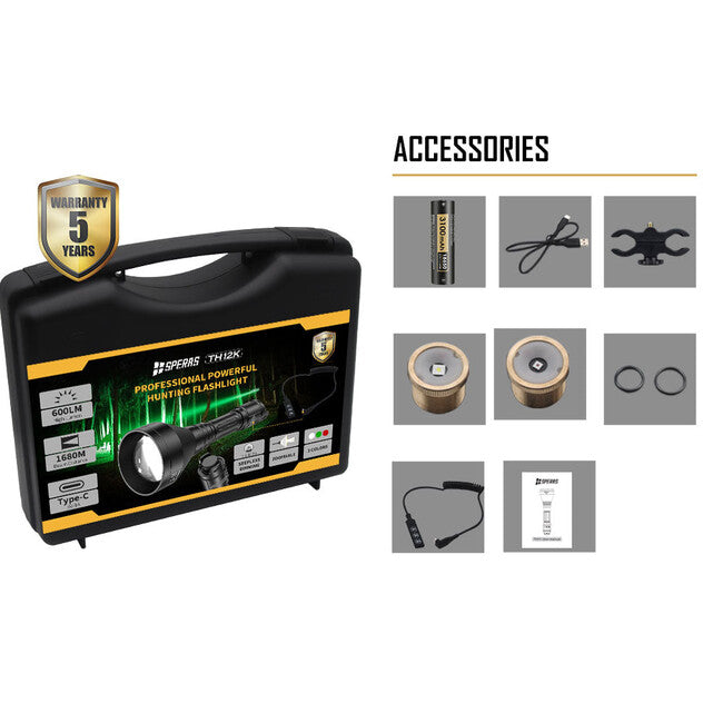 Speras TH12K Hunting Flashlight Kit 600LM 1680M