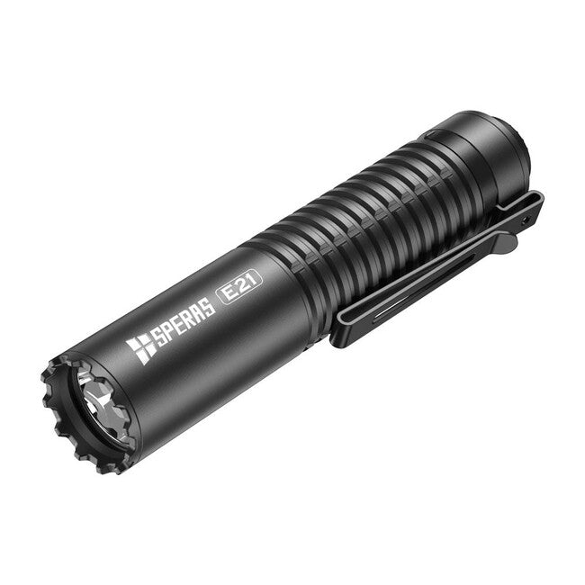 Speras Tactical Rechargeable Flashlight E21 EDC 2000LM, Black