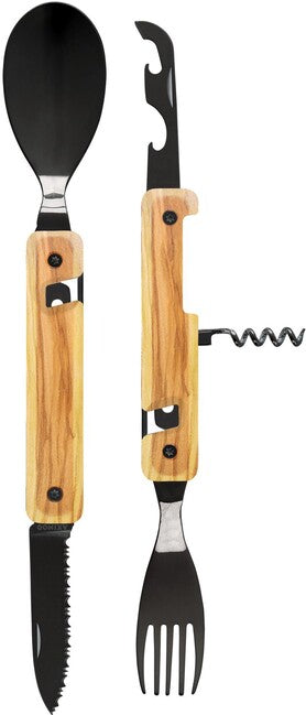 Akinod A02B00001 Multifunctional Set 13h25, Black Mirror Finish, Olive Wood