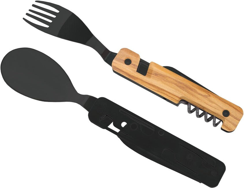 Akinod A02B00001 Multifunctional Set 13h25, Black Mirror Finish, Olive Wood