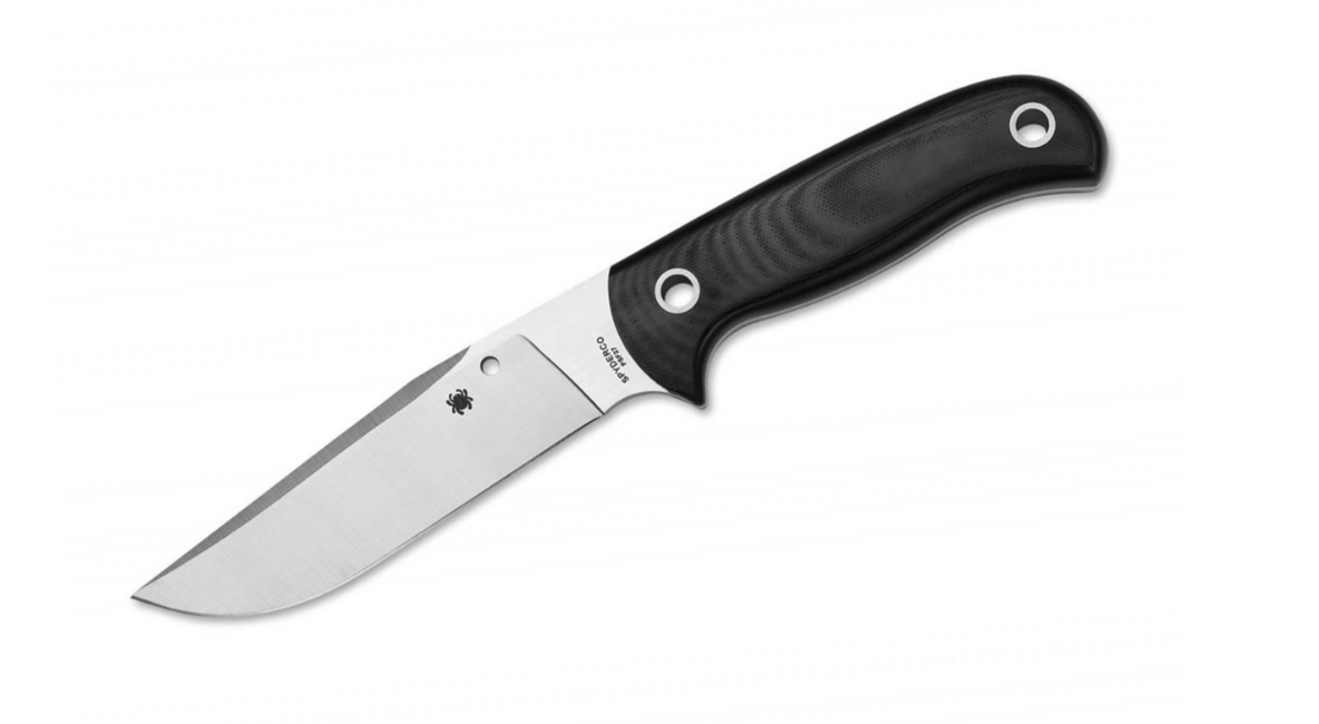 Spyderco Bradley Bowie Fixed Blade Knife 13cm, Black, G10, Sheath