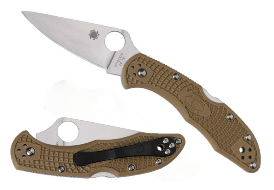 Spyderco Delica 4 Lightweight Flat Ground Folding Knife 7.5 cm, Brown FRN