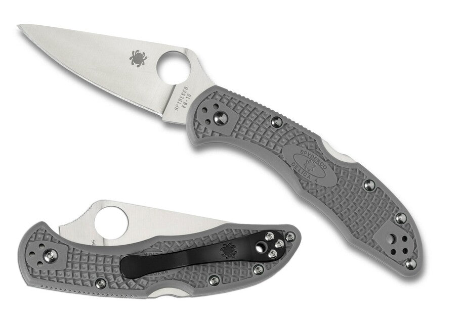 Spyderco Delica 4 Lightweight Flat Ground Folding Knife 7.5 cm, Grey FRN