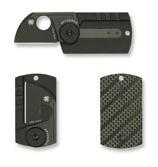 Spyderco Dog Tag Folder Neck Knife 3.1cm, Black, Carbon Fiber, G10