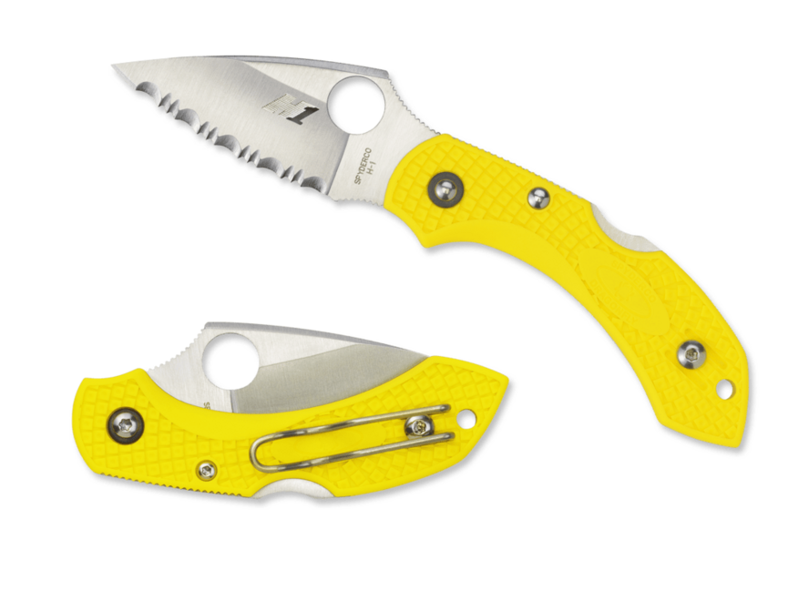 Spyderco Dragonfly 2 Salt Lightweight Serrated Folding Knife, Yellow, 5.7 cm, FRN