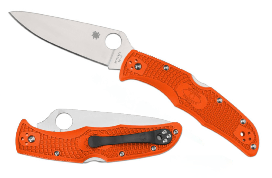 Spyderco Endura 4 Flat Ground Pocket Knife 9.5 cm, Orange FRN