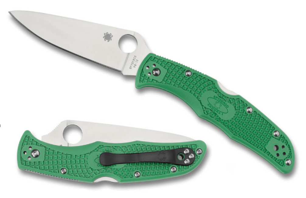 Spyderco Endura 4 Flat Ground Folding Knife, Green, FRN, 9.5cm