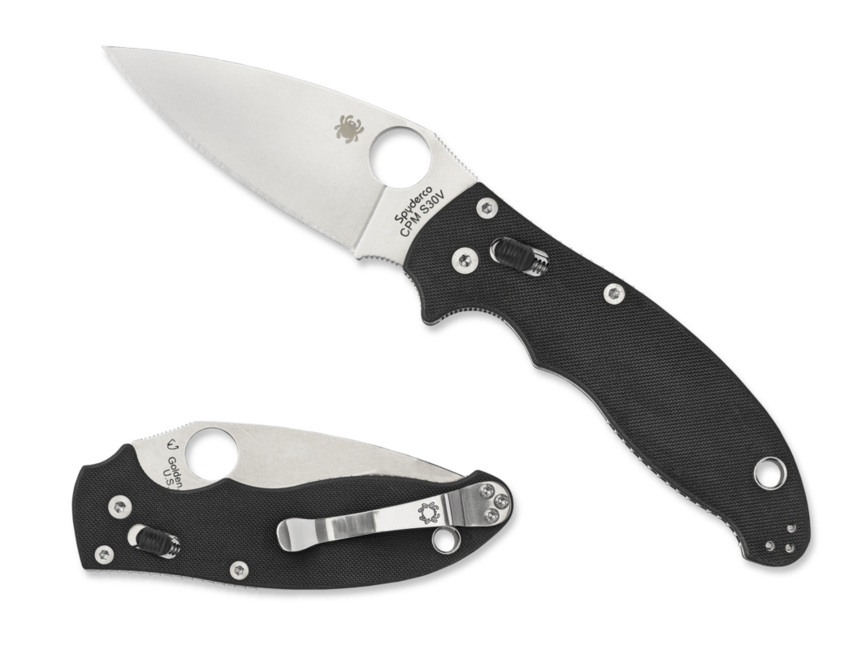 Spyderco Manix 2 Folding Knife Plain Edge 8.6 cm, Black, G10