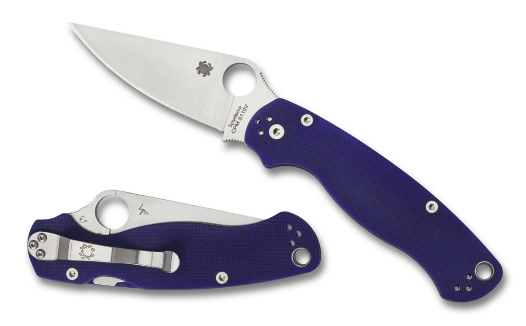Spyderco Para Military 2 Pocket Knife, Navy Blue, G10, 8.7cm