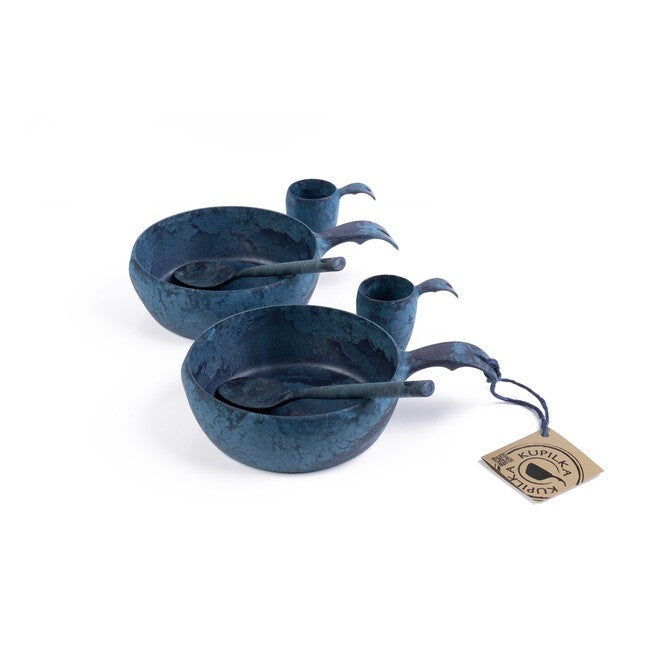 KUPILKA START THE DAY Tableware Set with Bowl and Spoon for Two, Blue