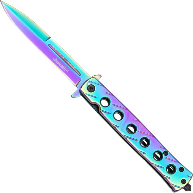 Haller Stiletto Pocket Knife, Rainbow Coating