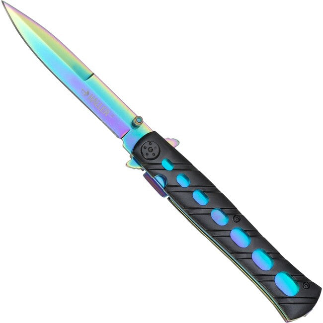 Haller Stiletto Pocket Knife, Rainbow Blade