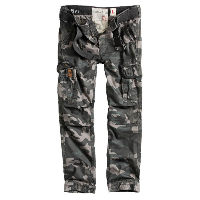 Surplus Premium Slimmy Trousers, Black-Camo
