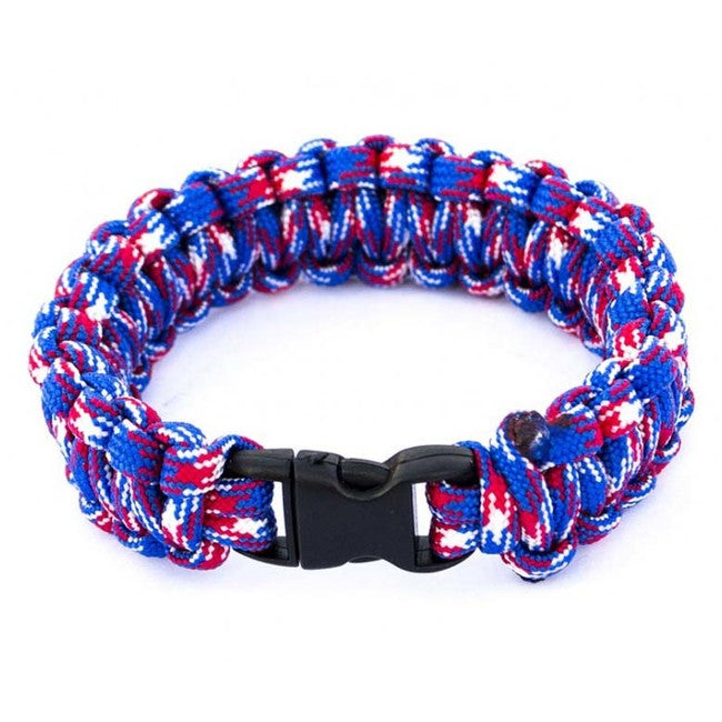 O&T Paracord Bracelet, White-Blue-Red