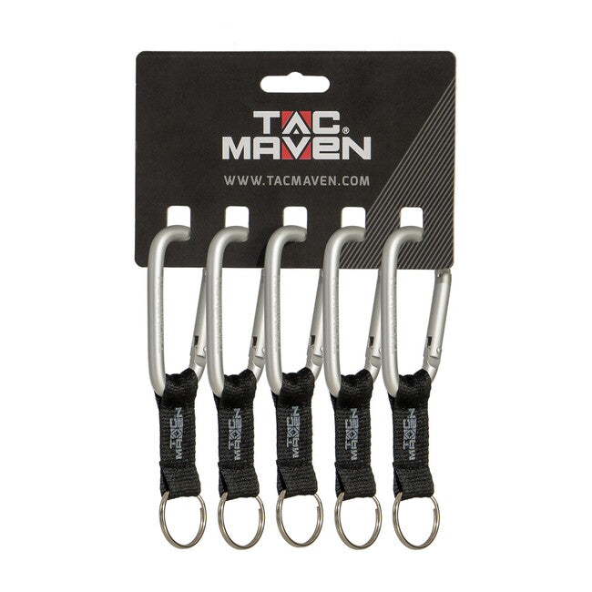 Tac Maven Carabiner with Keychain 8mm, Silver
