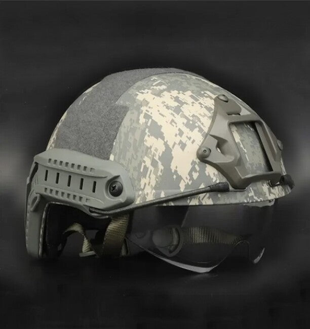 DRAGOWA Tactical Fast MH Tactical Helmet with Charger Glasses, ACU (Uncertified)