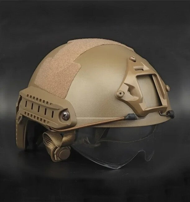 DRAGOWA Tactical Fast MH Tactical Helmet with Charger Goggles, Coyote