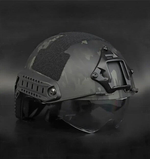 DRAGOWA Tactical Fast MH taktická helma s okuliarmi Charger, CP black (bez certifikácie)