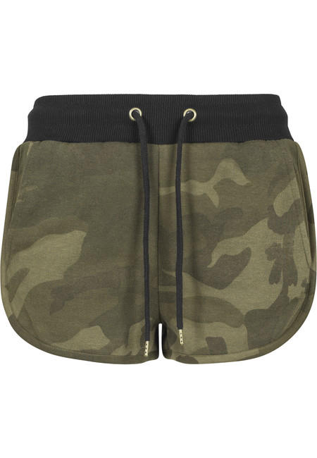 Urban Classics Women's Camouflage Shorts, Olive Camo