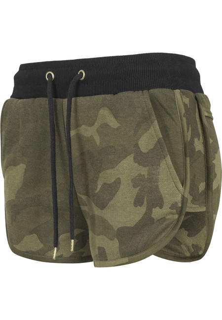 Urban Classics Women's Camouflage Shorts, Olive Camo
