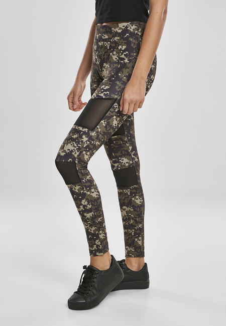 Urban Classics Women's Tech Mesh Leggings, Wood Digital Camo
