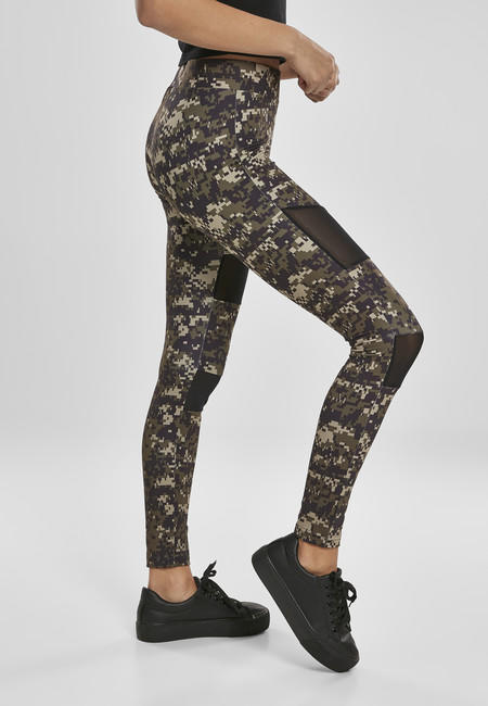 Urban Classics Women's Tech Mesh Leggings, Wood Digital Camo