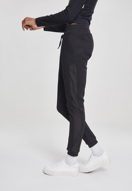 Urban Classics Women's Tech Mesh Side Stripe Sweatpants, Black