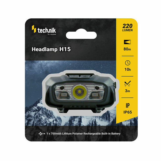 XTE LED Headlamp with Rubber Coating, Red Light Strobe, USB-C