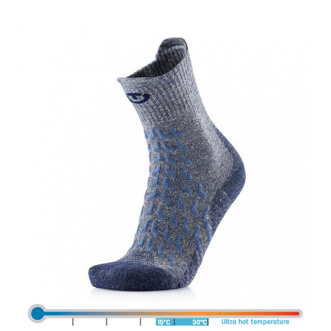 Therm-ic Women's High Socks, Grey/Navy Blue