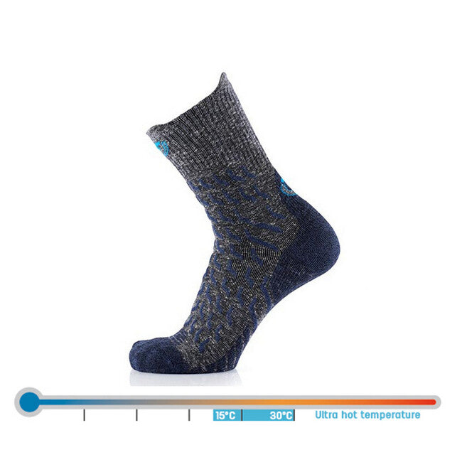 Therm-ic High Hiking Socks, Grey/Navy Blue