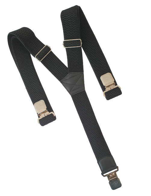 O&T Trouser Straps Natur Clip Bib Pants, Black