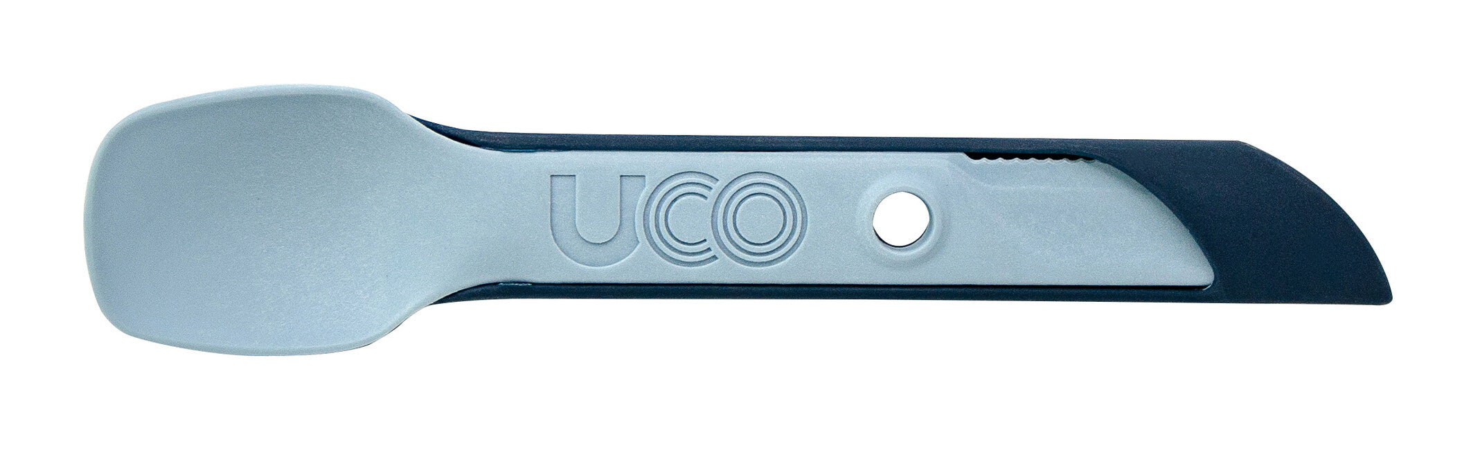 UCO Switch Expandable Nylon Utensil Set with Attachment Loop and Spork Fork Holder, Stone Blue