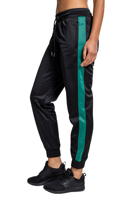 Urban Classics Women's Cuff Track Sweatpants, Black Green