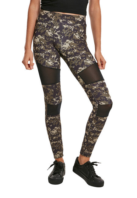 Urban Classics Women's Tech Mesh Leggings, Wood Digital Camo