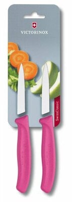 Victorinox 2-dielna súprava nožov s hladkou čepeľou Swiss Classic, ružová