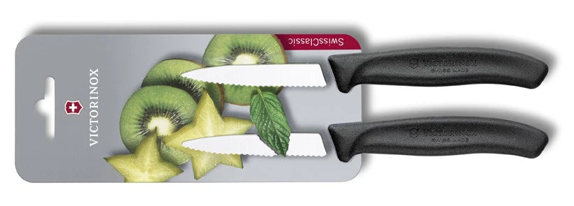 Victorinox 2-dielna súprava nožov so zúbkovanou čepeľou Swiss Classic, čierna
