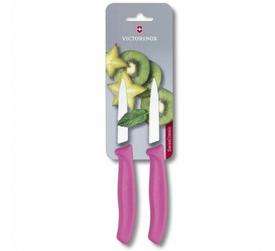 Victorinox 2-dielna súprava nožov so zúbkovanou čepeľou Swiss Classic, ružová